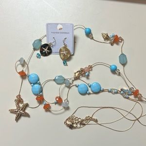 Beach theme necklace and earrings